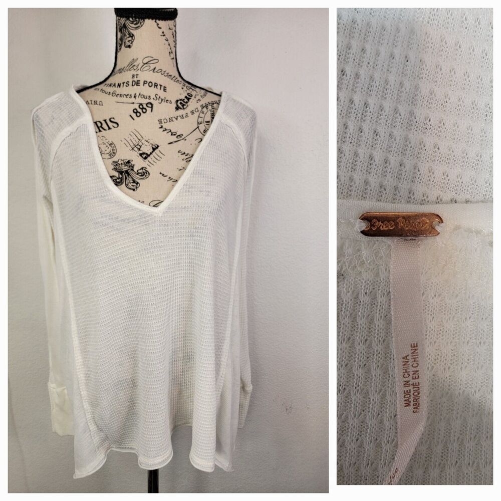 Free People Pacific Thermal Top Womens XS Waffle Knit Long Sleeves 544679